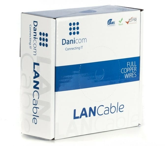 DANICOM CAT5E FTP 50 meter kabel op rol soepel - PVC (Fca) - Trekdoos - Internetkabel - Netwerkkabel - UTP kabel