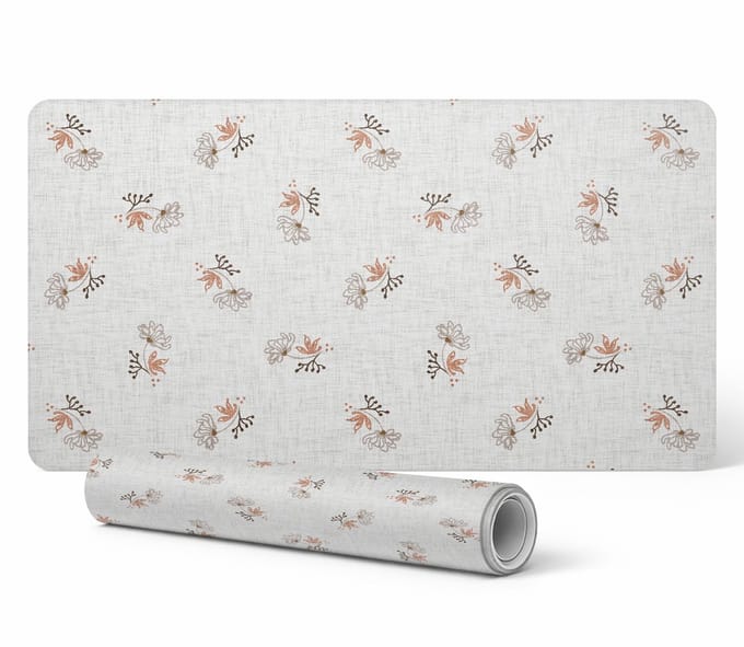 Antislip bureauonderlegger met delicate retro bloemenprint 90x45 cm