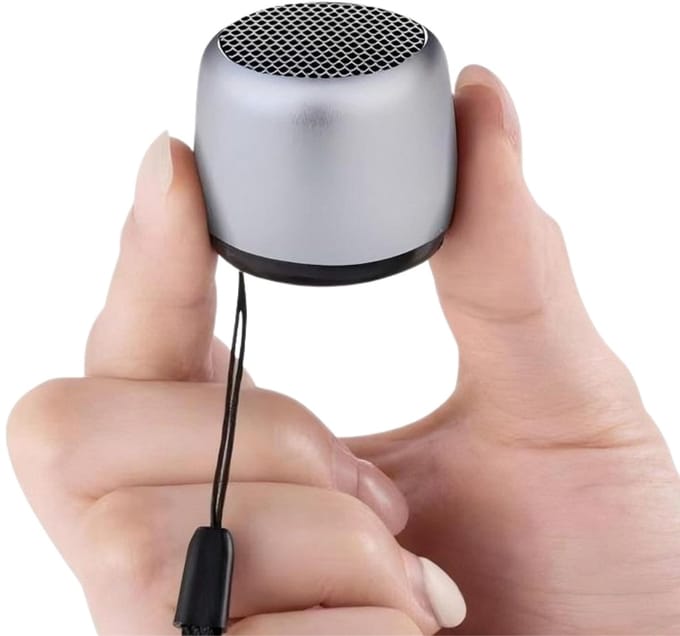 Mini Bluetooth Speaker met Deep Bass – Aluminium Behuizing – Sensor TWS Pairing – TF-kaart – Compact & Draagbaar – Zilver