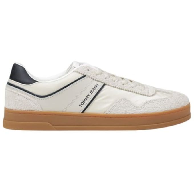 Tommy Hilfiger Jeans Crème Leren Lage Sneakers