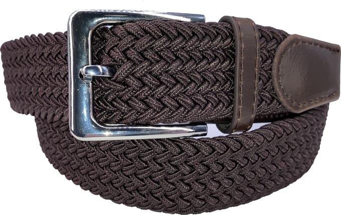 Coffee - Elastische Comfort Riem - maat 110 - Gevlochten - 100% Elastisch - Nikkelvrije Gesp