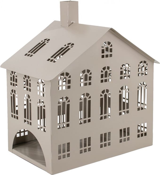 Metalen windlicht huis sand