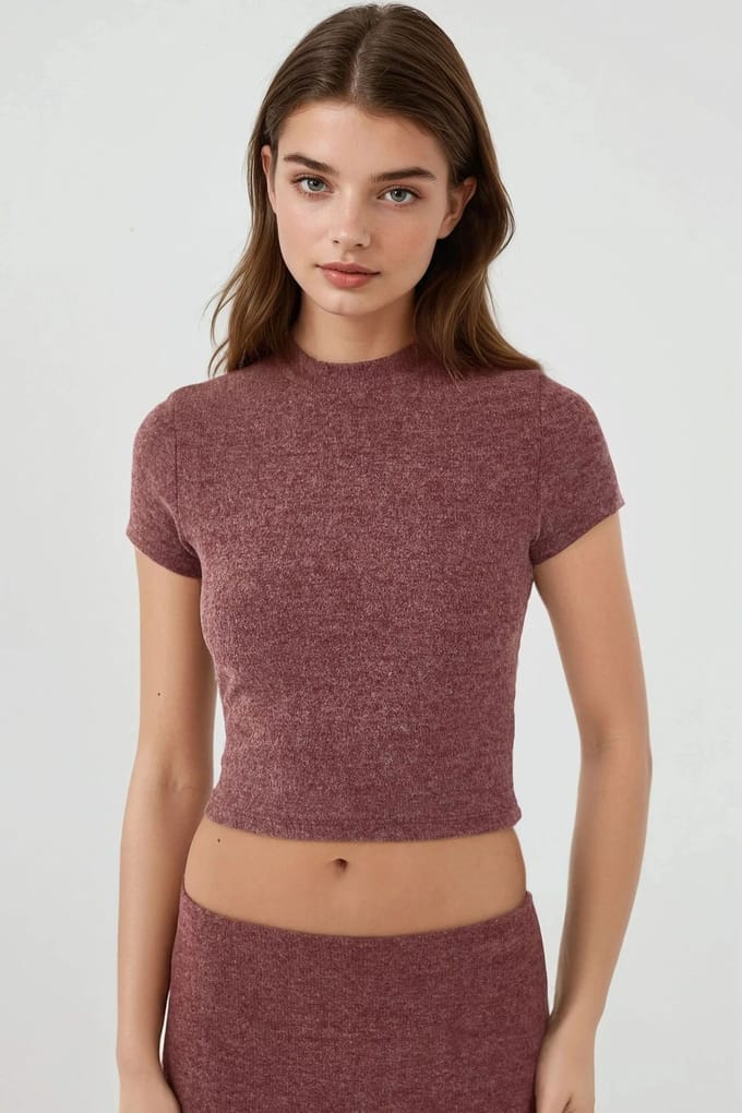 Slim Fit Gebreide Korte Blouse