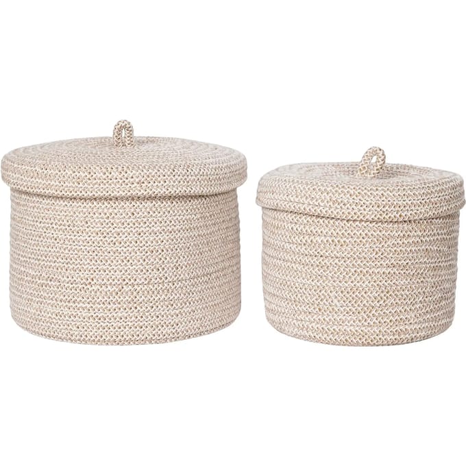 House Nordic - Sebal Baskets - Manden met deksel - Set van 2 - Katoen
