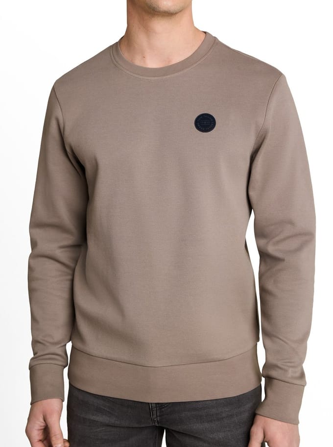 Tom Tailor - Sweater Ronde hals - Mannen - M - Taupe - Katoen - 1051560