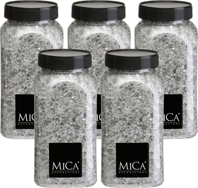 Mica Decorations decoratie stenen / granulaat - 5x - 650 ml - 1-2 mm - spiegel glas - siergrind