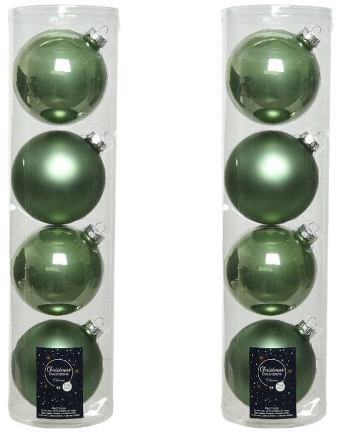 Decoris kerstballen - 8x st - salie groen - D10 cm - glas - kerstversiering