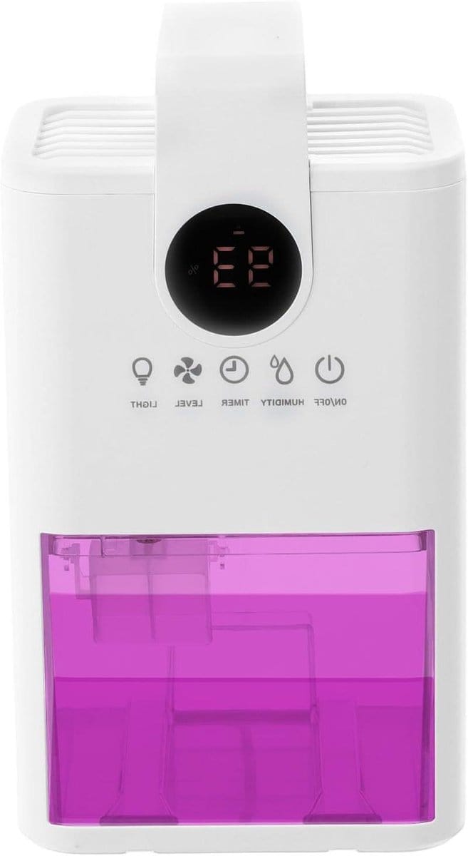 Luchtontvochtiger - Kleine ontvochtiger - Ruimte drogen - Led-display timer - 30 m² - Wit