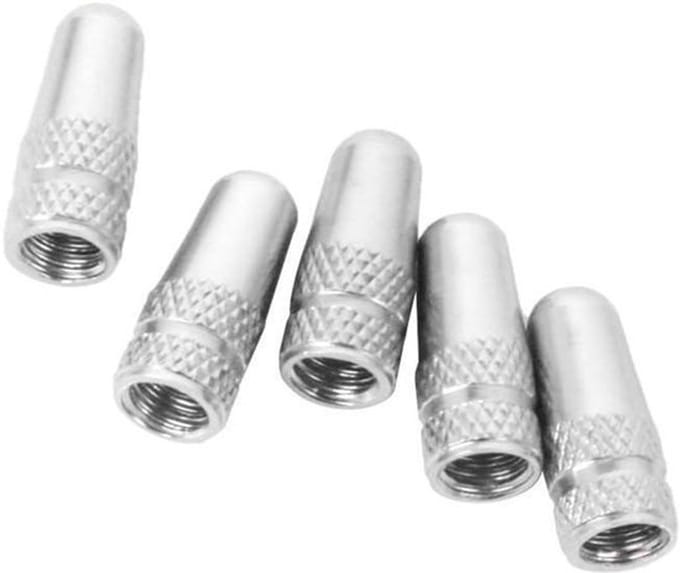 Allecta - Fietsventieldoppen - 5 stuks - stofbescherming - zilverkleurig - fietsaccessoires.