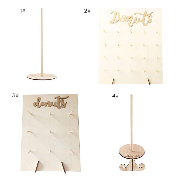 Houten Donut Muurbeugel Donut Houder Bruiloft Decoratie Verjaardag 2# beige