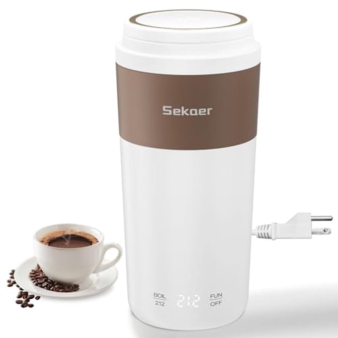 Draagbare Waterkoker - Mini Ketel - Reizen en Kantoor - Dubbele Spanning - 350 ml - Bruin