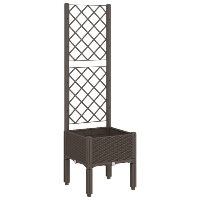 vidaXL - Plantenbak - met - latwerk - 40x40x142 - cm - polypropeen - bruin