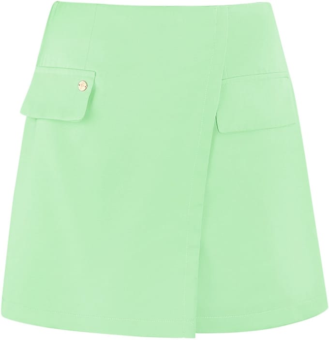 Sportieve Minirok met Asymmetrische Wrap-Constructie - Groen - Maat M