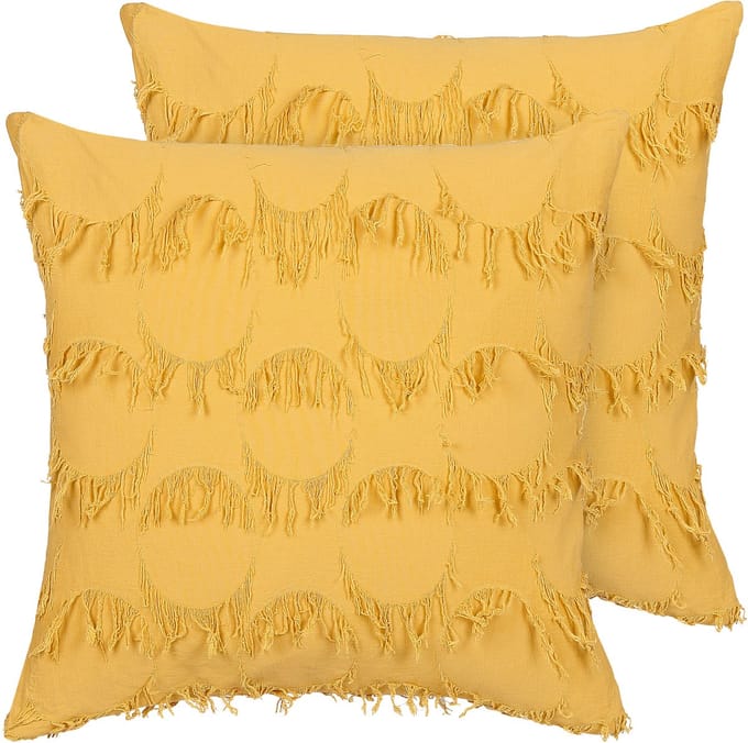 AGASTACHE - Sierkussen set van 2 - Geel - 45 x 45 cm - Polyester