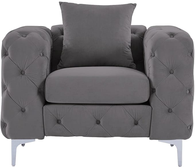 Vente-unique Chesterfield-fauteuil van antracietgrijs velours EDWINA