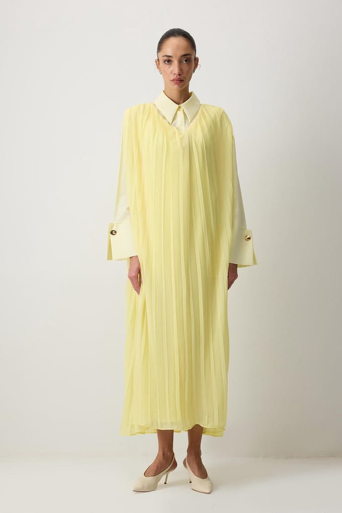 Touché Privé - Geplooide chiffon overgooier - Geel - Dames