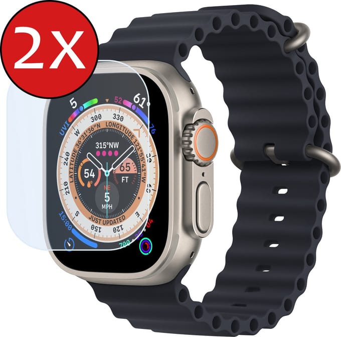 Screenprotector Geschikt voor Apple Watch Ultra 2 Screenprotector Glas Gehard Screen Cover - Screen Protector Geschikt voor Apple Watch Ultra 2 (49 mm) Screenprotector Tempered Glass - 2 PACK
