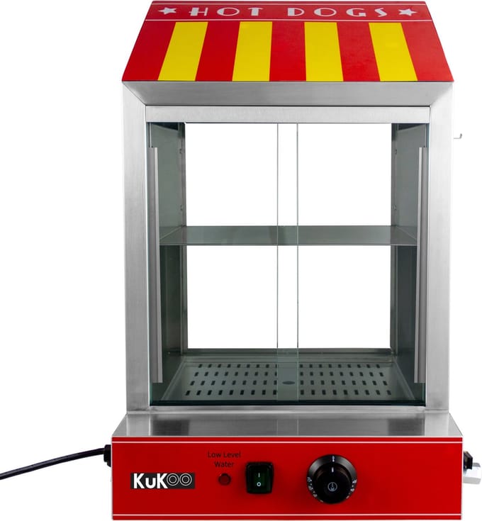 Commerciële hotdog stoompan - rood/geel - 100 hotdogs - 2000w