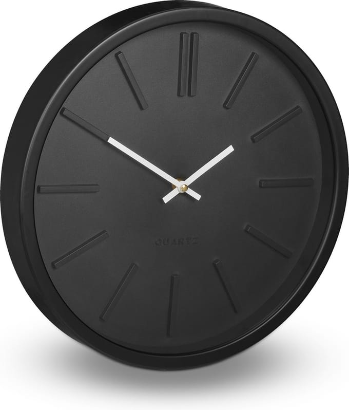 wandklok - Ø 35 cm - zonder secondewijzer - modern - zwart