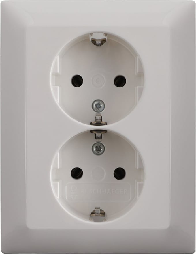 Busch-Jaeger Bal inbouw contactdoos polar wit 2-voudig randaarde