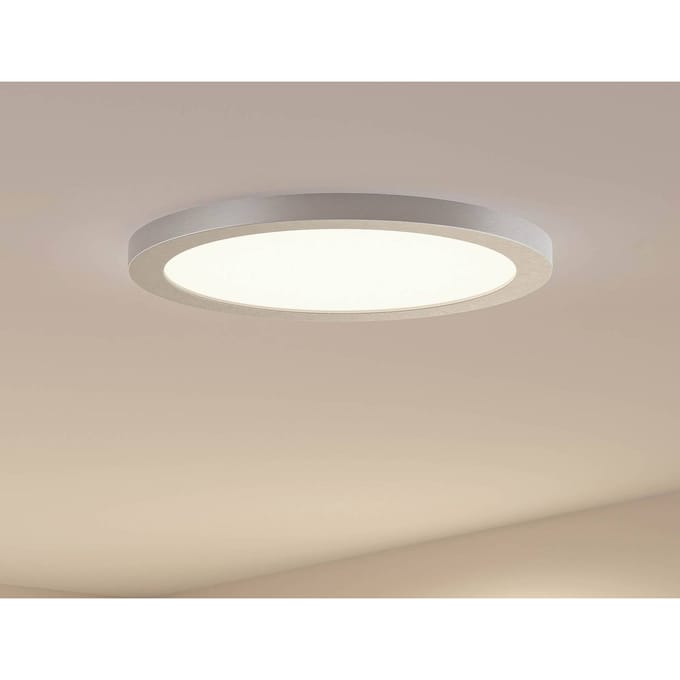 Prios LED plafondlamp Aureka, Ø 33 cm, zilver, metaal