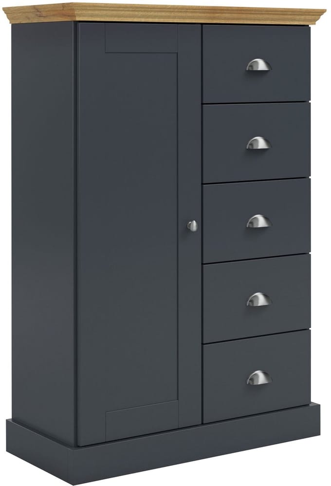 Motala-Commode - 1-deur 5-laden - Antraciet Houtlook