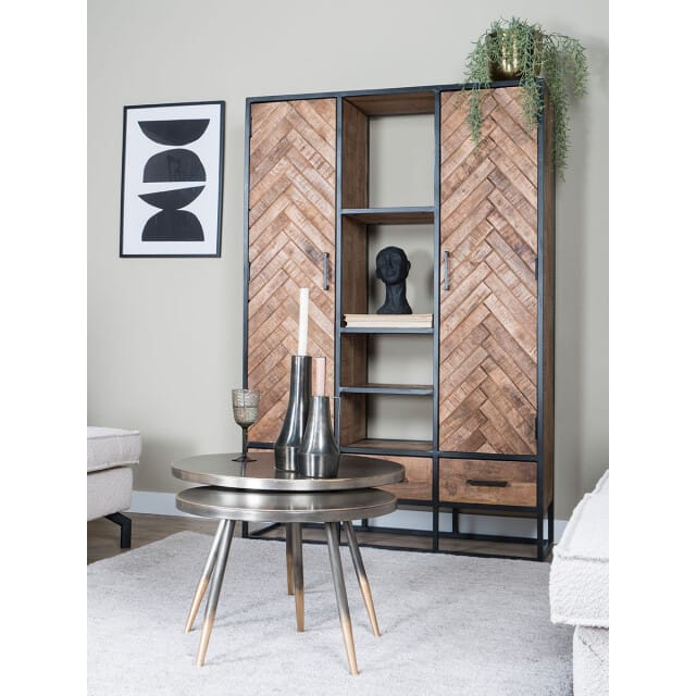 Kast Raya Visgraat - Bruin Mangohout - 180 x 120 cm - Industrieel