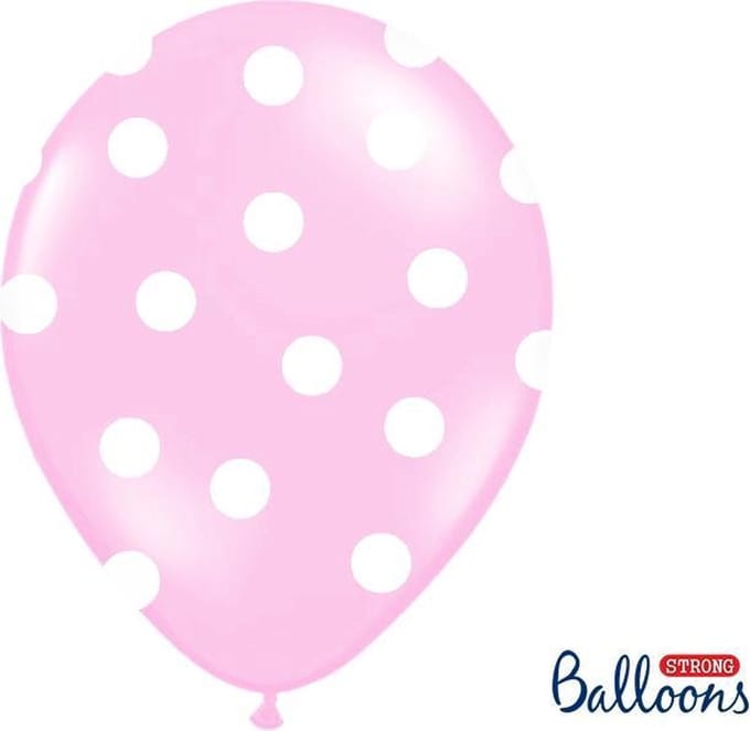 Partydeco - Ballonnen Baby roze dots wit 50 stuks