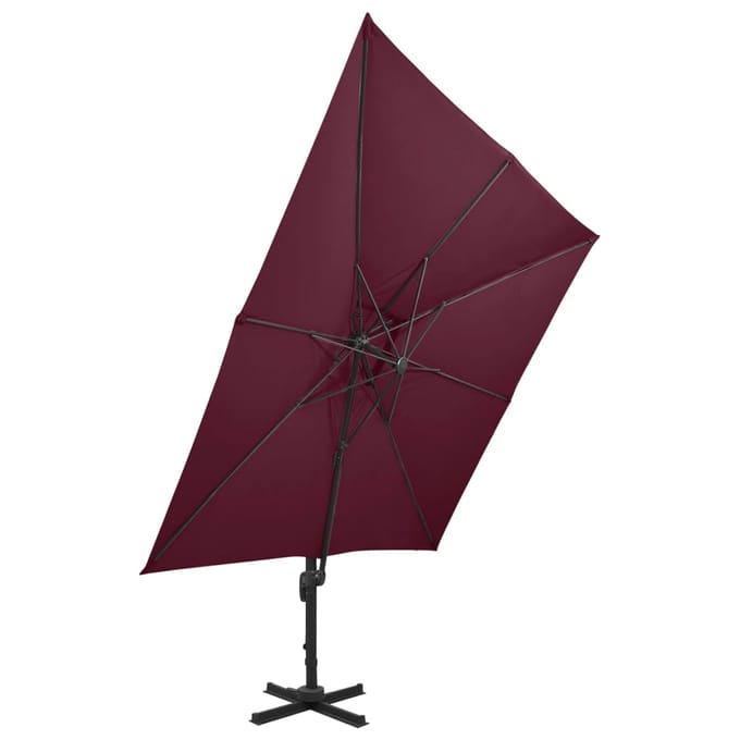 vidaXL - Zweefparasol - met - dubbel - dak - 300x300 - cm - bordeauxrood