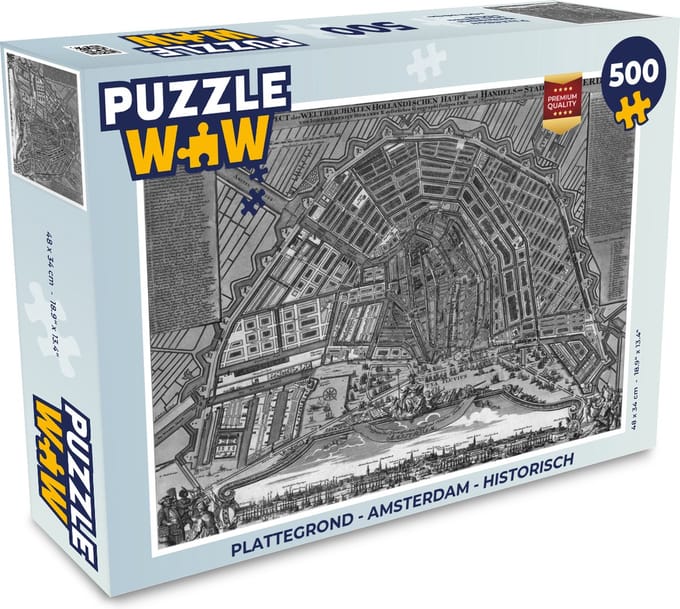 Puzzel Plattegrond - Amsterdam - Historisch - Legpuzzel - Puzzel 500 stukjes - Stadskaart