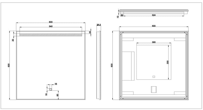 Wiesbaden Ambi one spiegel vierkant met LED, dimbaar en spiegelverwarming 60 x 60 cm