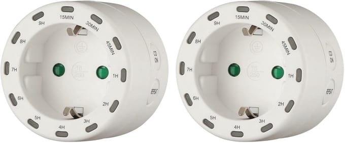 Benson Tijdschakelaar rond - 2x - programmeerbaar tot 9 uur - 2800W - 230 Volt