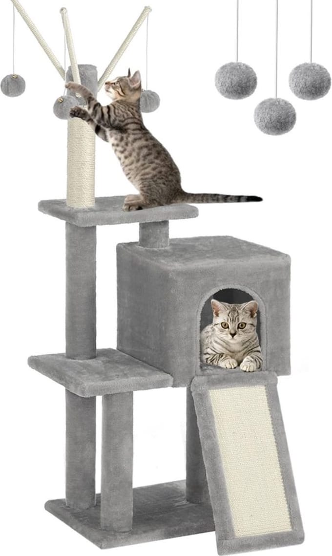 MKSS® Krabpaal voor grote Katten - Krabton - Kattenhuis - Grijs