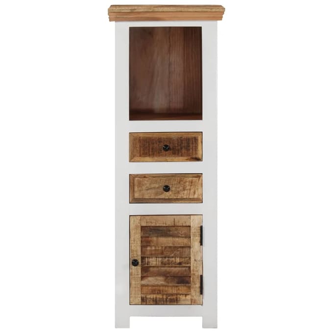 vidaXL - Hoge - kast - 40x30x110 - cm - massief - mango- - en - acaciahout - bruin - wit