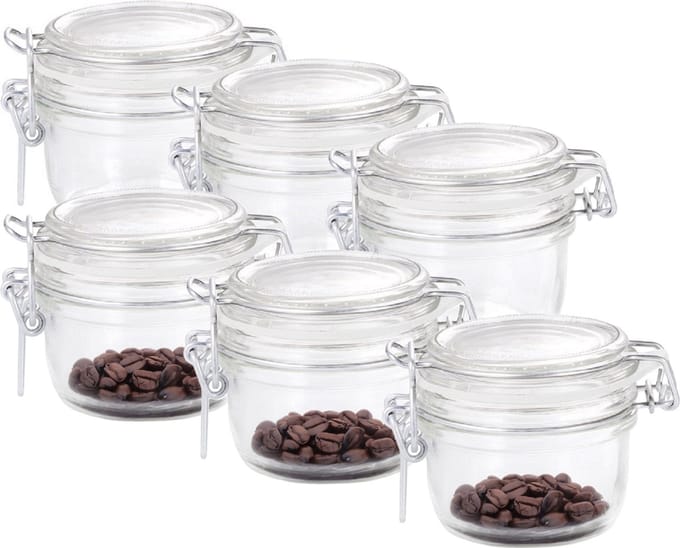 Bormioli Rocco Voorraad/weckpot - 6x - glas - transparant - 8 x 7 cm - 125 ml