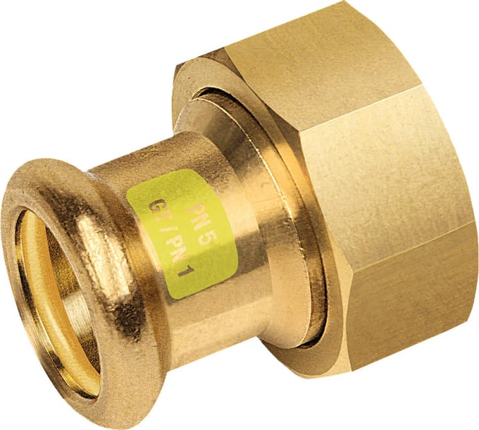 Bonfix Pressfitting roodkoper GAS 2-delige koppeling 1 1/8 x 18 - lange binnendraad x press - (m-profiel)