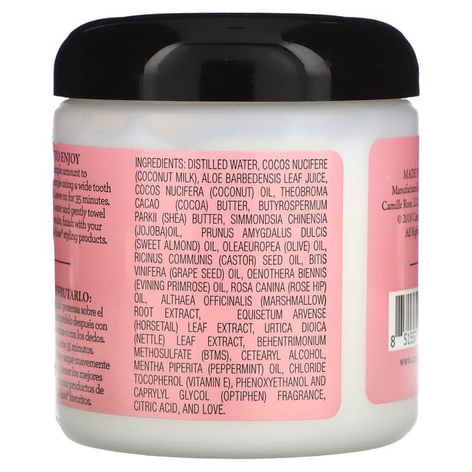 Camille Rose, Après-shampoing Moisture Max de Yansyn, lait de coco et aloe vera, 227 g pink
