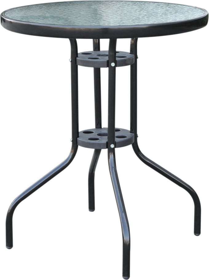 Outsunny balkontafel - rond - veiligheidsglas - ∅60x70cm - zwart