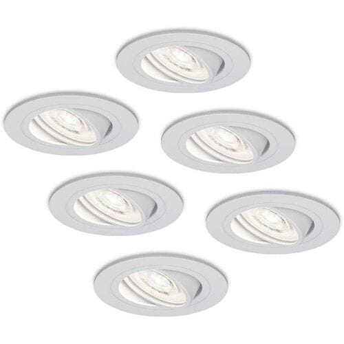 HOFTRONIC Set van 6 Pittsburg LED inbouwspots - Extra plat 58mm - GU10 LED Module - 6000K daglicht wit - Dimbaar - Rond - Kantelbaar - Voor binnen -