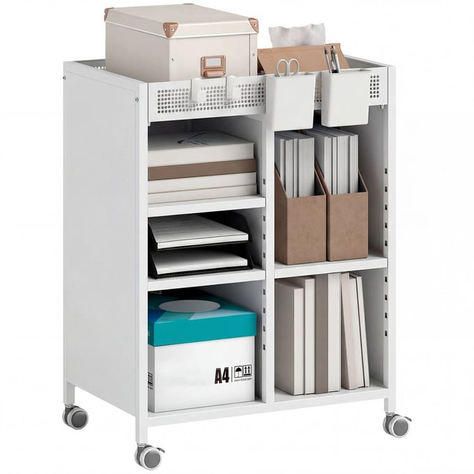 Homcom Boekenkast-Staal-53L x 34B x 69,5H cm-Wit
