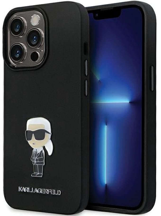Karl Lagerfeld Silicone Ikonik Serie - Zwart Silicone Hoesje - iPhone 14 Pro Max - Lichte Constructie