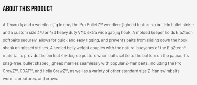 Zman Jighead Pro BulletZ 1/8 oz Maat 4/0 3/pak Zwart (5803) white
