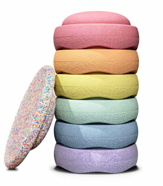 Stapelstein regenboog pastel + super confetti balance board