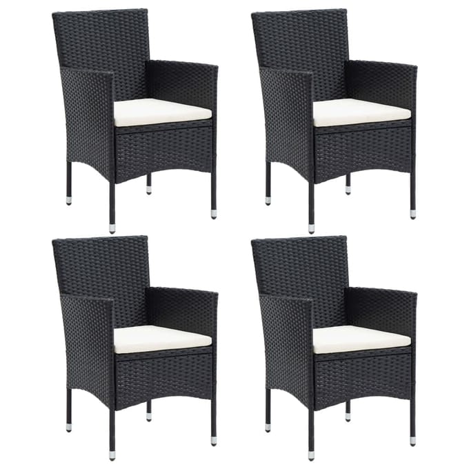 vidaXL - 5-delige - Tuinset - met - kussens - poly - rattan - zwart