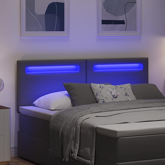vidaXL - LED - Hoofdbord - Grijs - 160 - cm - Kunstleer