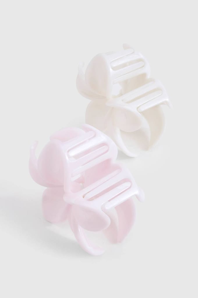 boohoo Dames Marmerig Grote Bloemen Haarclip 2-Pack