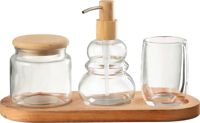 J-Line badkamerset - glas/hout - tansparant
