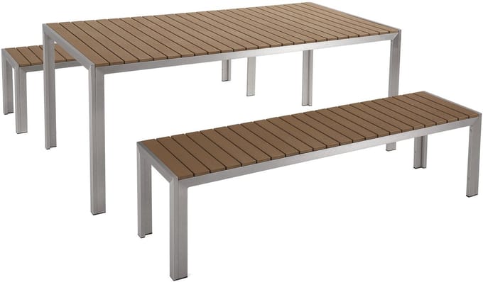 NARDO - Tuinset voor 6 - Lichte houtkleur - Kunsthout