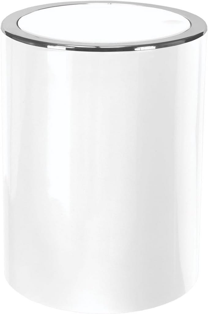 Kleine Witte Kosmetica Emmer met Deksel - 5 Liter - Badkamer Afvalbak