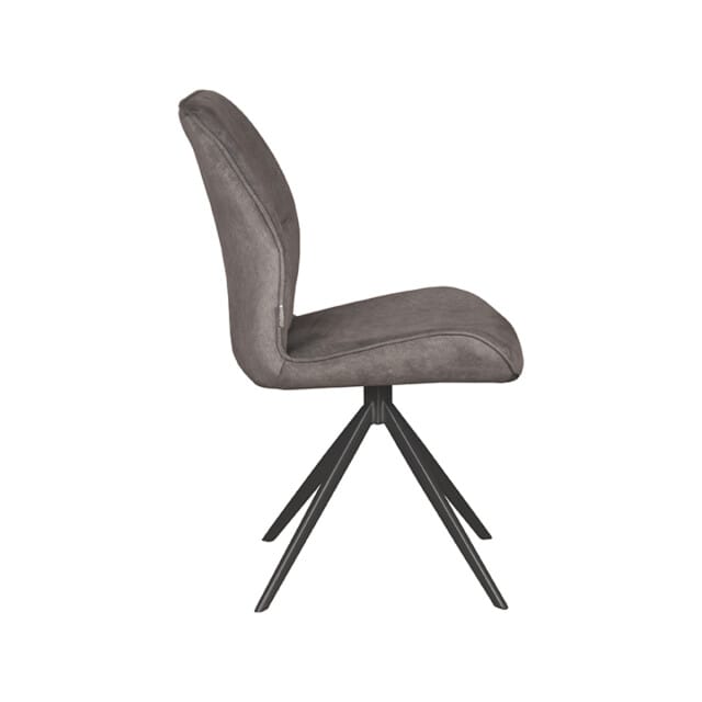 LABEL51 Comfy Eetkamerstoel - Grijs - Velvet - Zwart Metaal - Stoel - Normale eetkamerstoel